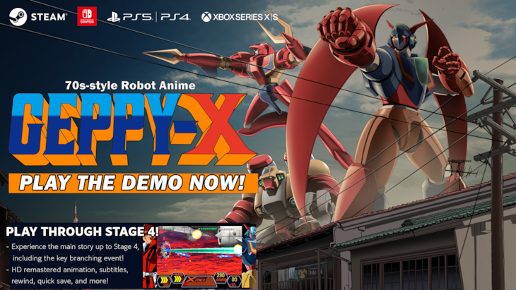 70s-style Robot Anime Geppy-X demo announcement